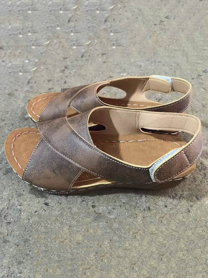 Contrast Color Hollow Open Toe Sandals