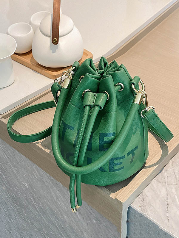 Drawstring Letter Print Crossbody Bags Handbags GREEN One_size