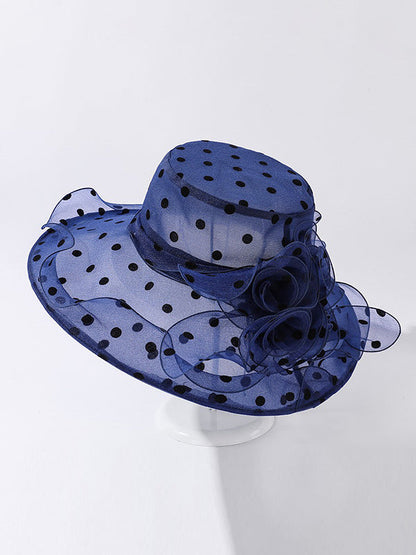 Flower Shape Gauze Polka Dot See-Through Split-Joint Sun Hat