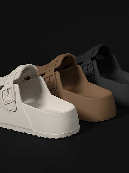 Hollow Round-Toe Split-Joint Platform Shoes Sandals