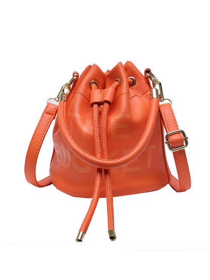 Drawstring Letter Print Crossbody Bags Handbags ORANGE One_size