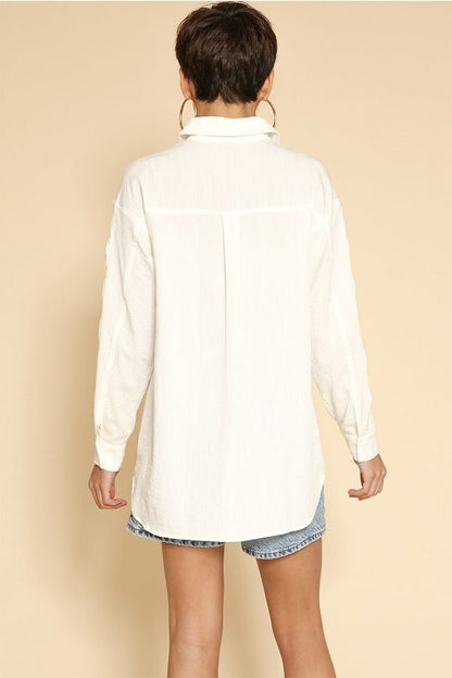 Bow Sleeve Button Up Shirt