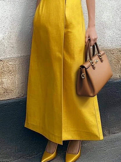 Short Sleeves Pockets Solid Color Split-Joint Stand Collar Maxi Dresses Shirt Dress