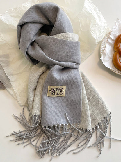 Keep Warm Tasseled Shawl&Scarf LIGHT GRAY One_size