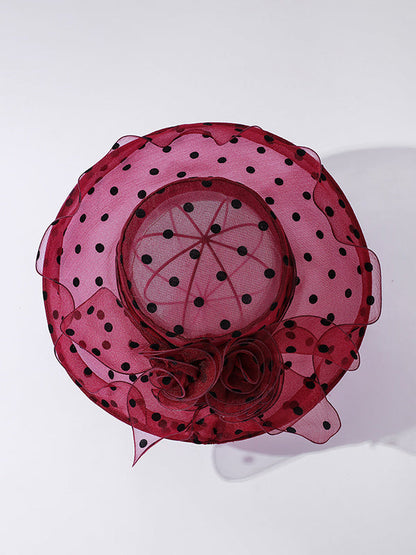 Flower Shape Gauze Polka Dot See-Through Split-Joint Sun Hat