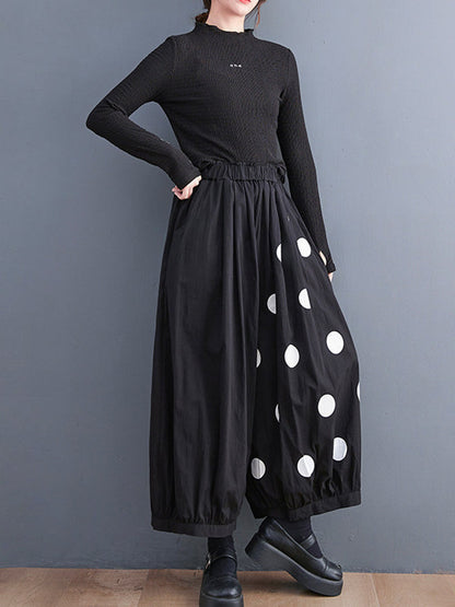Original Creation Loose Wide Leg Polka-Dot Casual Pants Bottoms