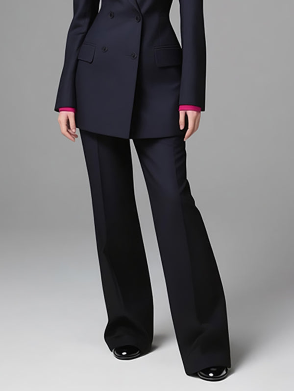 High Waisted Solid Color Suit Pants