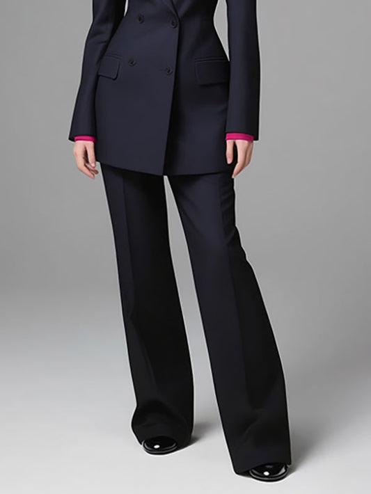 High Waisted Solid Color Suit Pants
