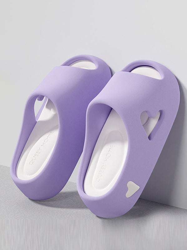 Contrast Color Hollow Open Toe Platform Shoes Slippers