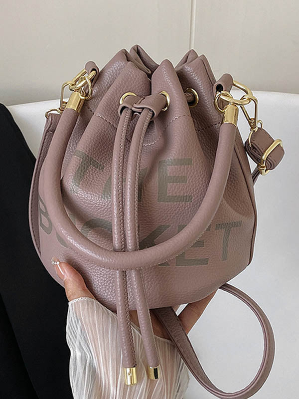 Drawstring Letter Print Crossbody Bags Handbags PURPLE One_size