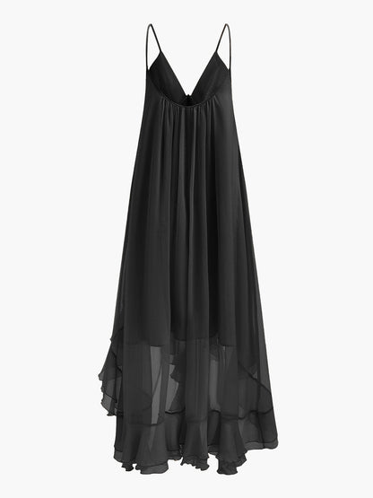Seraphina | Women's Chiffon Layered Maxi Dress with Cape Sleeves