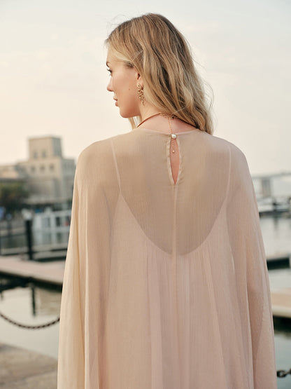 Seraphina | Women's Chiffon Layered Maxi Dress with Cape Sleeves