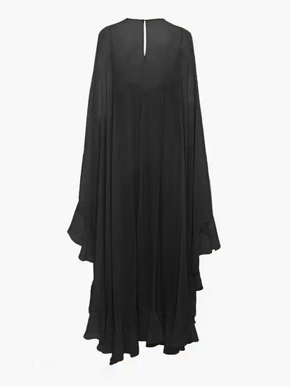 Seraphina | Women's Chiffon Layered Maxi Dress with Cape Sleeves
