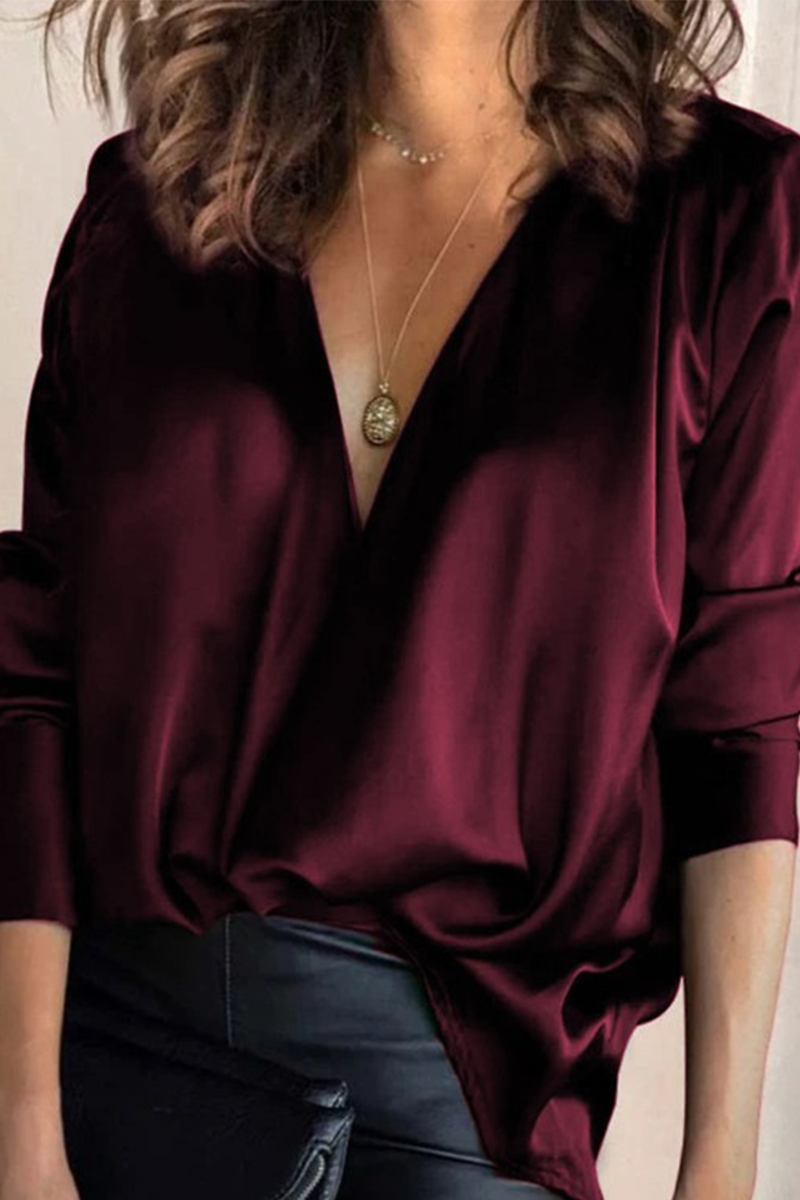 Clementine | Women's V Neck Long Sleeve Blouse