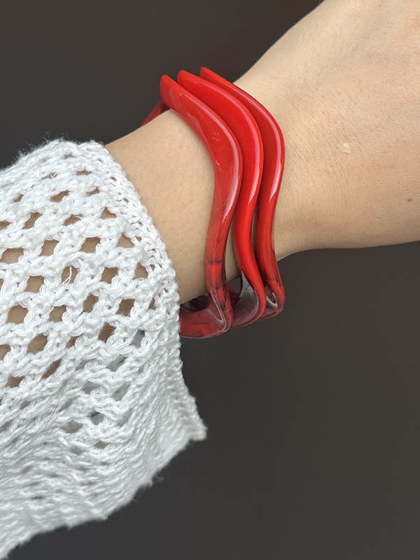 Geometric Shiny Bracelet Accessories RED B One_size