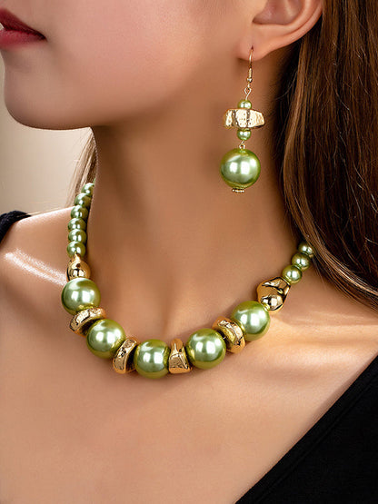 Contrast Color Geometric Drop Earrings Necklaces Accessories GREEN One_size