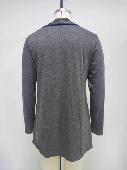 Vêtements d'extérieur amples à manches longues et col affirmé de couleur unie 