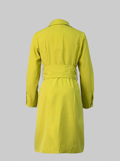 Long Sleeves Solid Color Tied Waist Deep V-Neck Mini Dresses