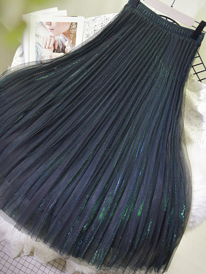 Jupes plissées urbaines en maille à taille élastique et coupe trapèze 