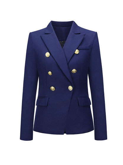 Long Sleeves Buttoned Notched Collar Blazer Outerwear