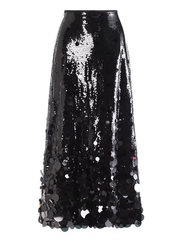 A-Line High Waisted Sequined Shiny Skirts Bottoms