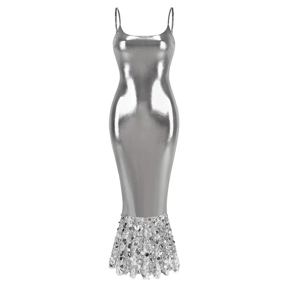 NEXT DAY DELIVERY ASENAT Metallic Bodycon Dress