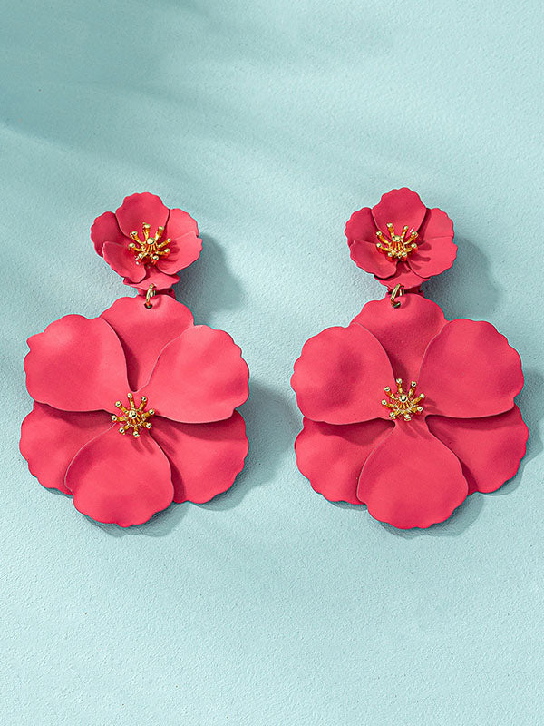 Flower Shape Drop Earrings Earrings Accessories PINK One_size