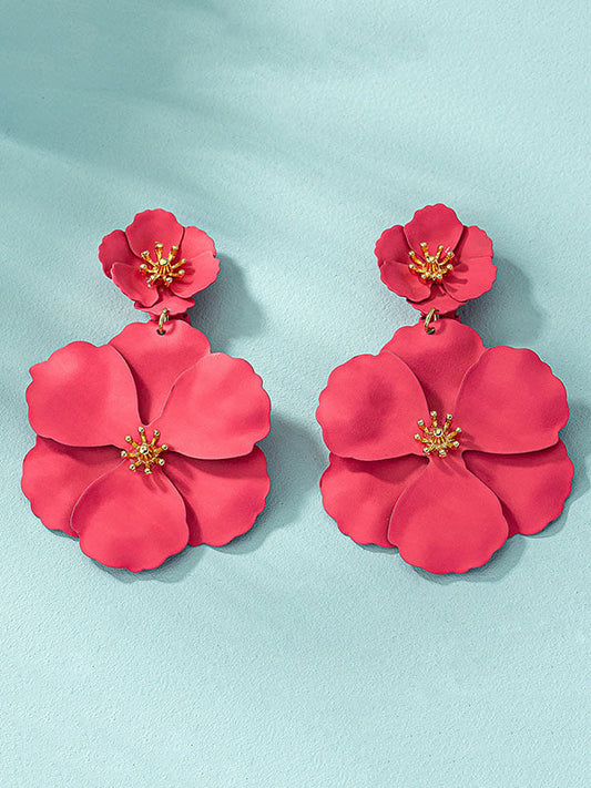 Flower Shape Drop Earrings Earrings Accessories PINK One_size