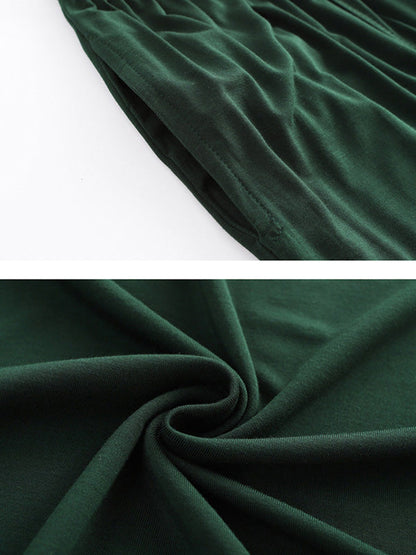 Casual Short Sleeves Solid Color V-Neck T Shirt Top&Drawstring Pants Pajamas Set