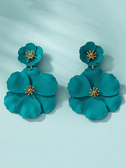 Flower Shape Drop Earrings Earrings Accessories BLUE GREEN One_size