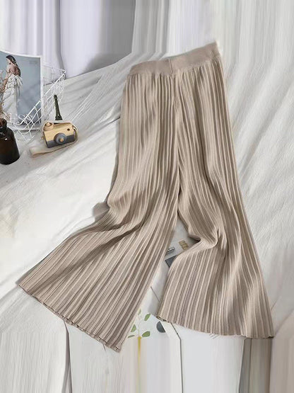 Loose Knitting Raglan Sleeve Solid Color V-Neck Sweater Top + Pants Two Pieces Set