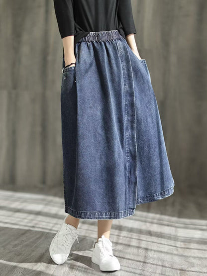 Loose Asymmetric Elasticity Split-Joint Skirts