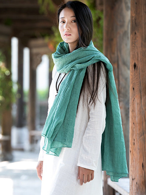 8 Colors Vintage Solid Color Ramie Cotton Shawl Scarf