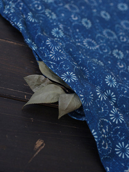 Original Solid Floral Stand Collar Midi Dress