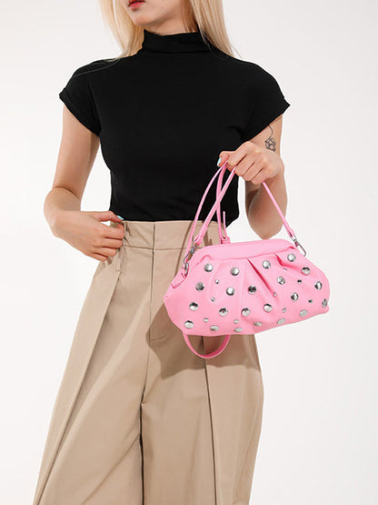 Pleated Rivet Split-Joint Mini Bags Shoulder Bags