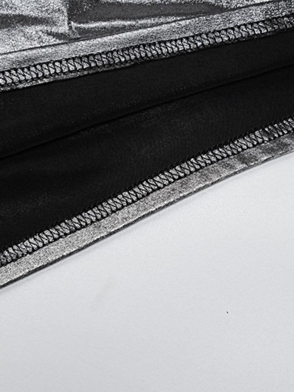 Robe de soirée asymétrique moulante, couleur unie, brillante, fendue, asymétrique, mini-robe 