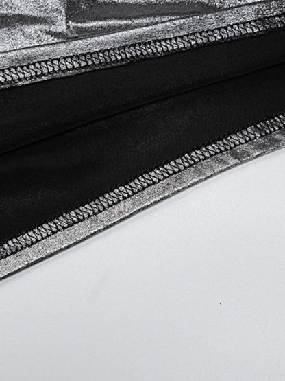 Robe de soirée asymétrique moulante, couleur unie, brillante, fendue, asymétrique, mini-robe 