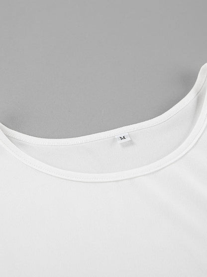 Long Sleeves Skinny Pleated Solid Color Round-Neck T-Shirts Tops