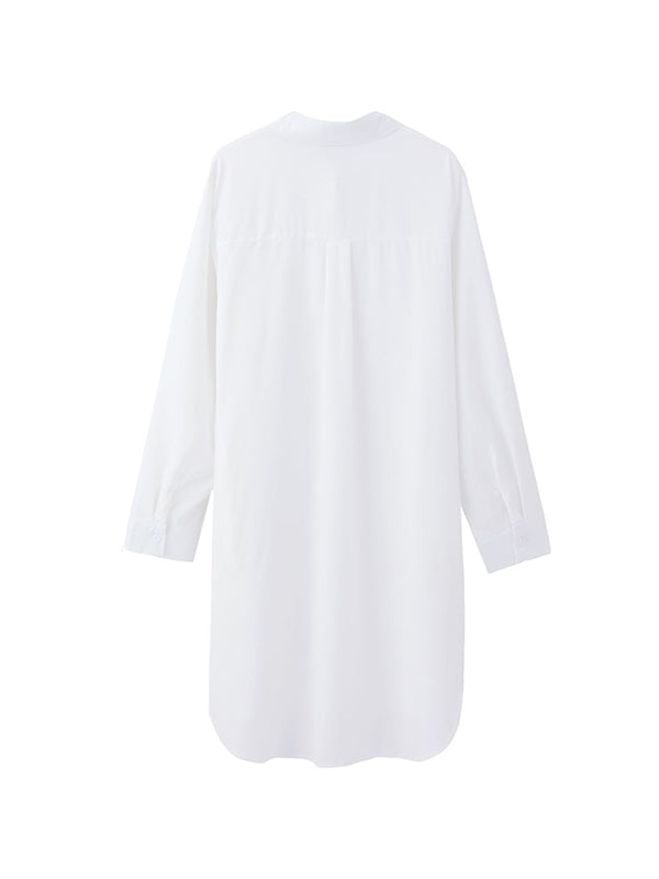 High-Low Irregular Clipping Solid Color Split-Joint Lapel Blouses