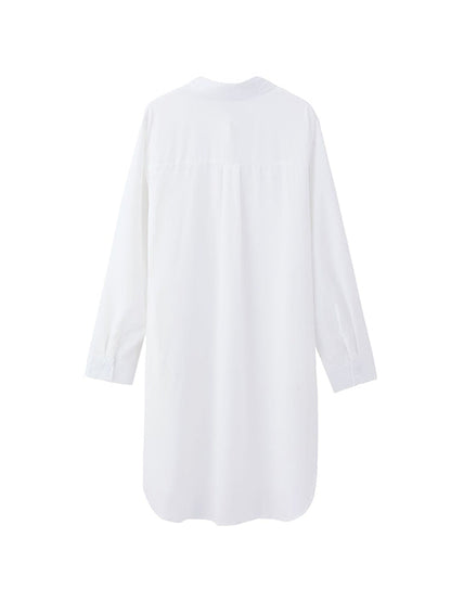 High-Low Irregular Clipping Solid Color Split-Joint Lapel Blouses