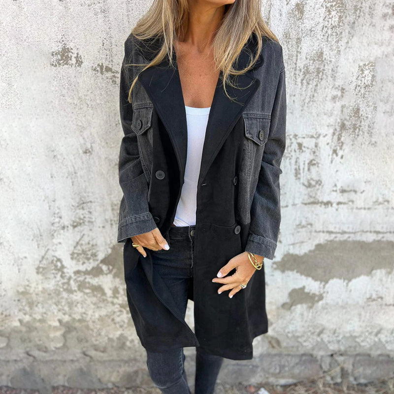 Lapel Denim Patchwork Design Jacket