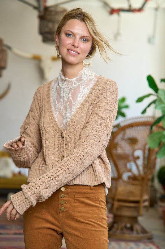 Cable Knit Crop Cardigan
