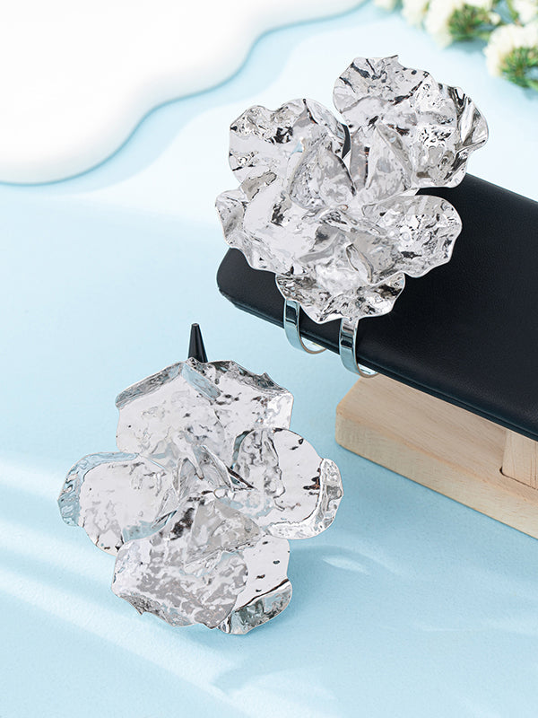 Bracelet géométrique brillant en forme de fleur + accessoires pour bagues 