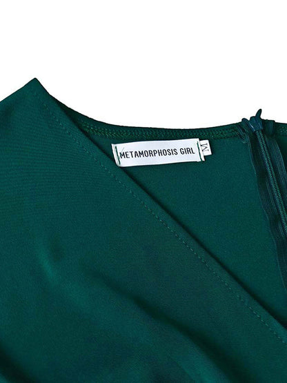 Einfarbige Midikleider mit Schleife und V-Ausschnitt 