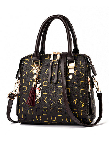 Casual Letter Print Zipper Simpel Shoulder Bag