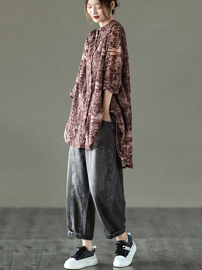 Vintage Loose Embroidered Lace Hollow Blouse