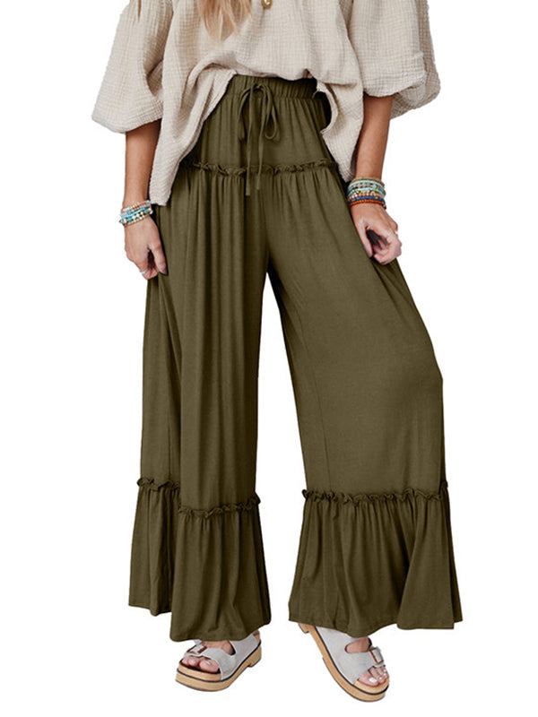 High Waisted Loose Pleated Solid Color Pants Trousers