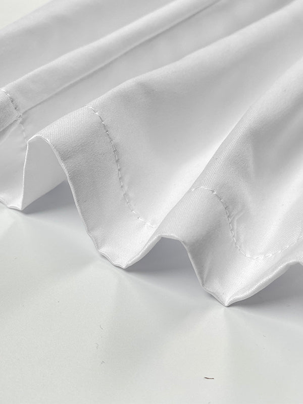 Half Sleeves Loose Elasticity Printed Split-Front Stand Collar Maxi Dresses