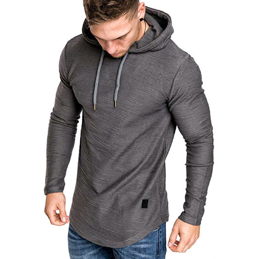 Men's Textured Solid Color High Quality Pullover Hoodies Gray Long sleeves S
