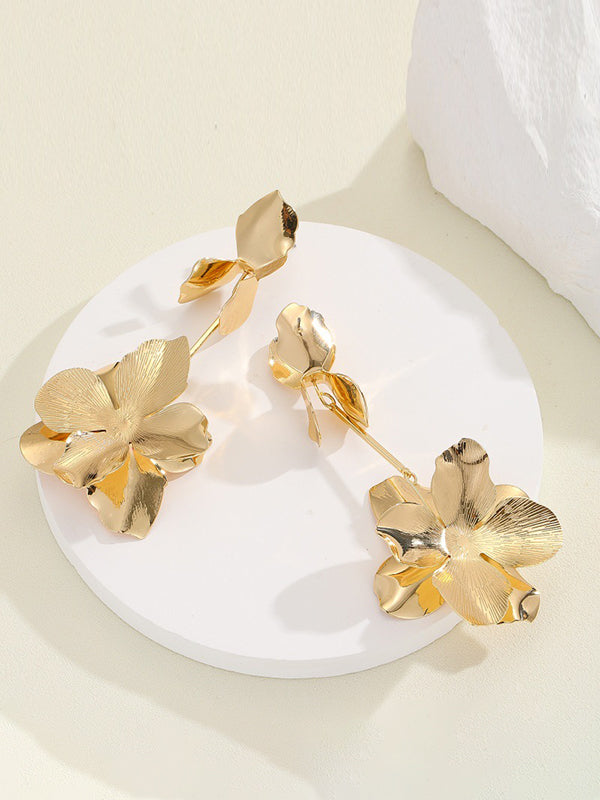 Flower Shape Geometric Drop Earrings